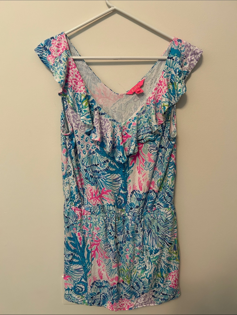 Lilly Pulitzer Floral Ruffle One-Piece Romper - Blue & Pink